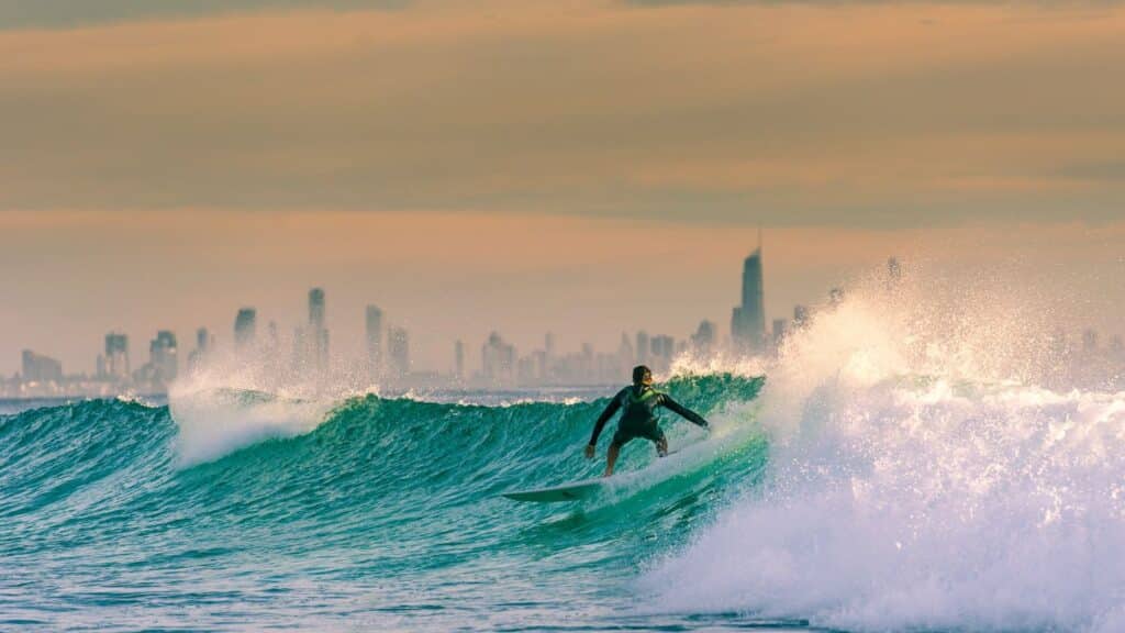 surfer on the gold coast