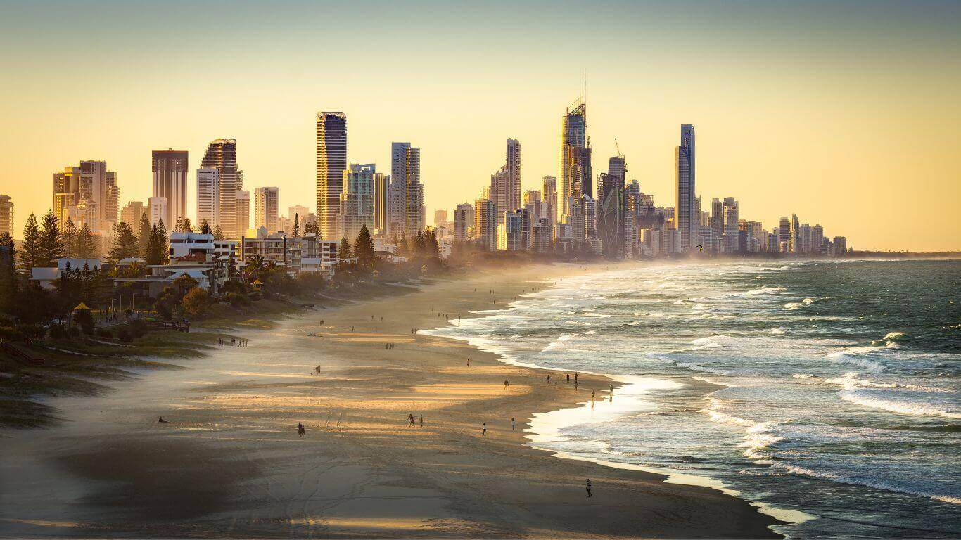 Image of an aerial view of the Gold Coast in summer featured in Parkwood Skin Clinic