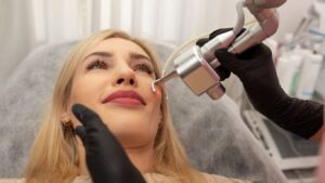 A patient at Parkwood Skin Clinic is preparing to have a CO2 laser